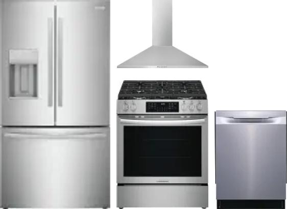 4 Piece Package Includes Refrigerator, Range, Hood And Dishwasher