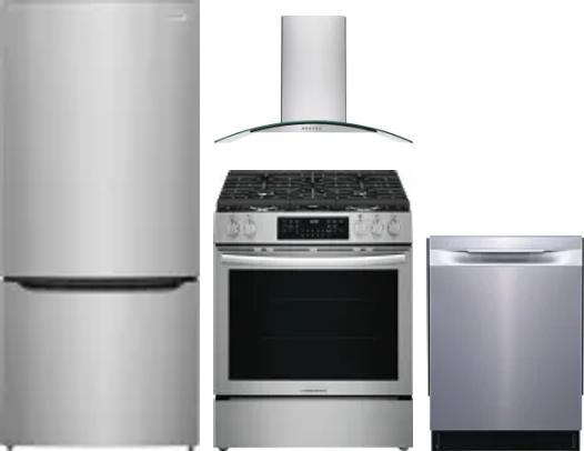 4 Piece Package Includes Refrigerator, Range, Hood And Dishwasher