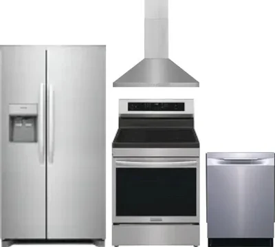 4 Piece Package Includes Refrigerator, Range, Hood And Dishwasher