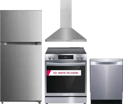 4 Piece Package Includes Refrigerator, Range, Hood And Dishwasher