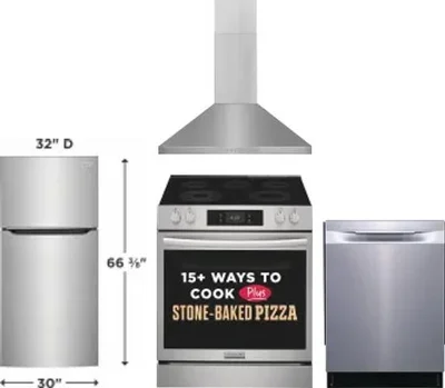 4 Piece Package Includes Refrigerator, Range, Hood And Dishwasher