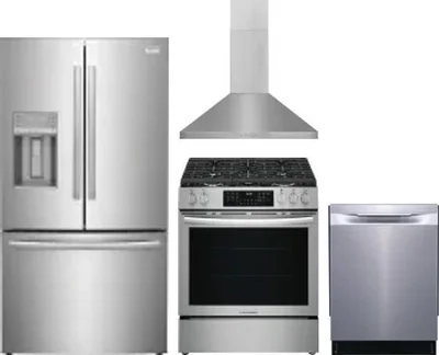 4 Piece Package Includes Refrigerator, Range, Hood And Dishwasher