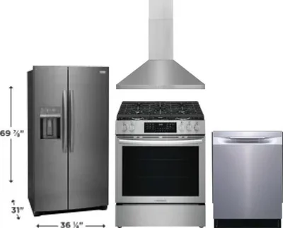 4 Piece Package Includes Refrigerator, Range, Hood And Dishwasher