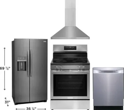 4 Piece Package Includes Refrigerator, Range, Hood And Dishwasher