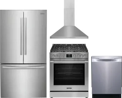 4 Piece Package Includes Refrigerator, Range, Hood And Dishwasher