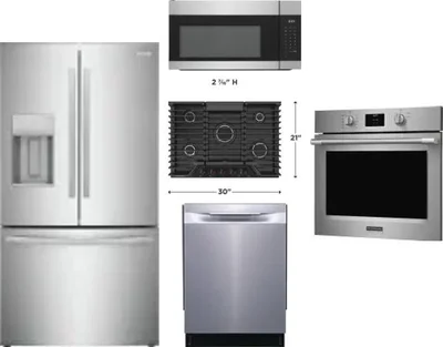 5 Piece Package Includes Refrigerator, Cooktop, Wall Oven, Microwave And Dishwasher