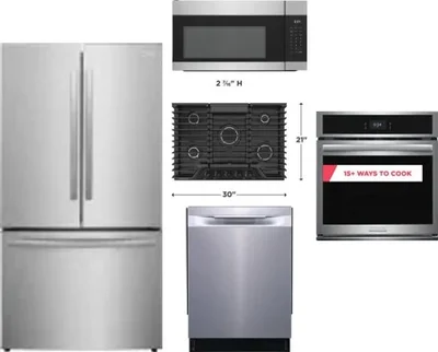 5 Piece Package Includes Refrigerator, Cooktop, Wall Oven, Microwave And Dishwasher