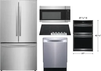 5 Piece Package Includes Refrigerator, Cooktop, Wall Oven, Microwave And Dishwasher