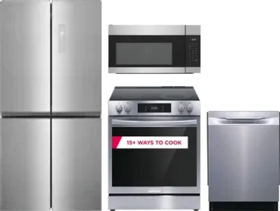 4 Piece Package Includes Refrigerator, Range, Microwave And Dishwasher