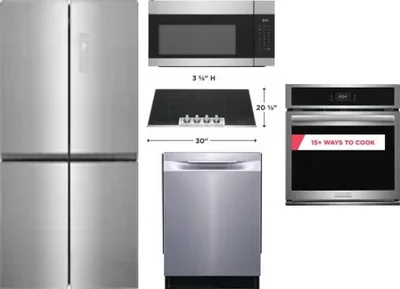5 Piece Package Includes Refrigerator, Cooktop, Wall Oven, Microwave And Dishwasher