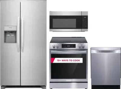 4 Piece Package Includes Refrigerator, Range, Microwave And Dishwasher
