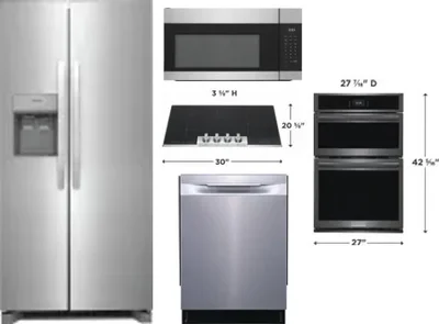 5 Piece Package Includes Refrigerator, Cooktop, Wall Oven, Microwave And Dishwasher