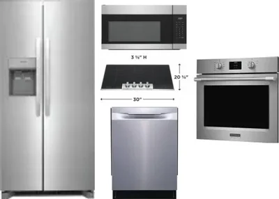 5 Piece Package Includes Refrigerator, Cooktop, Wall Oven, Microwave And Dishwasher