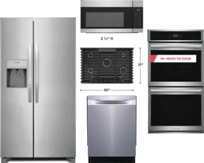 5 Piece Package Includes Refrigerator, Cooktop, Wall Oven, Microwave And Dishwasher