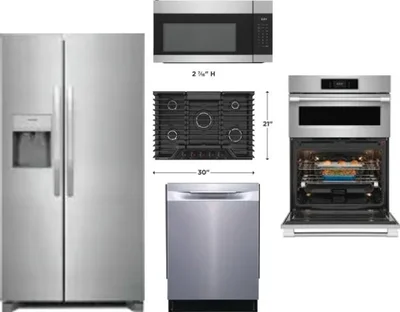 5 Piece Package Includes Refrigerator, Cooktop, Wall Oven, Microwave And Dishwasher
