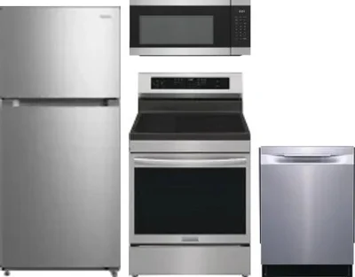 4 Piece Package Includes Refrigerator, Range, Microwave And Dishwasher