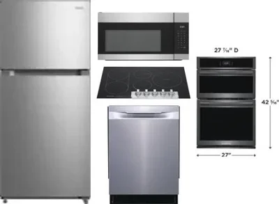 5 Piece Package Includes Refrigerator, Cooktop, Wall Oven, Microwave And Dishwasher