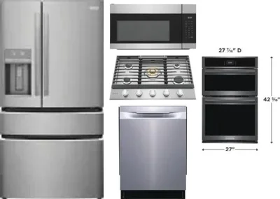 5 Piece Package Includes Refrigerator, Cooktop, Wall Oven, Microwave And Dishwasher