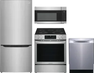 4 Piece Package Includes Refrigerator, Range, Microwave And Dishwasher