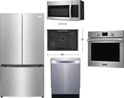 5 Piece Package Includes Refrigerator, Cooktop, Wall Oven, Microwave And Dishwasher