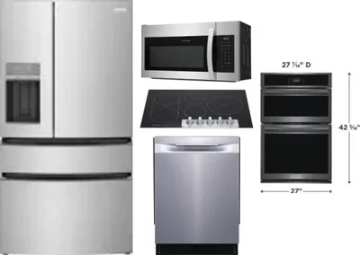 5 Piece Package Includes Refrigerator, Cooktop, Wall Oven, Microwave And Dishwasher