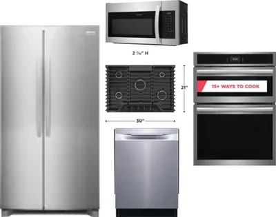 5 Piece Package Includes Refrigerator, Cooktop, Wall Oven, Microwave And Dishwasher