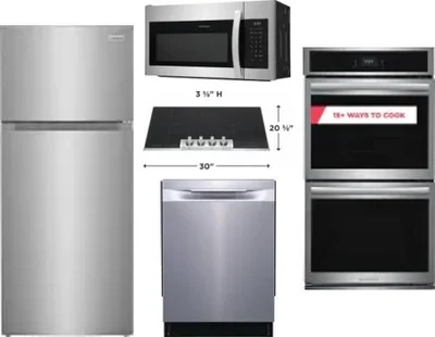 5 Piece Package Includes Refrigerator, Cooktop, Wall Oven, Microwave And Dishwasher