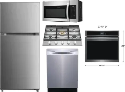 5 Piece Package Includes Refrigerator, Cooktop, Wall Oven, Microwave And Dishwasher