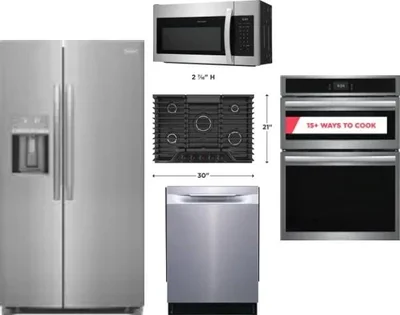 5 Piece Package Includes Refrigerator, Cooktop, Wall Oven, Microwave And Dishwasher