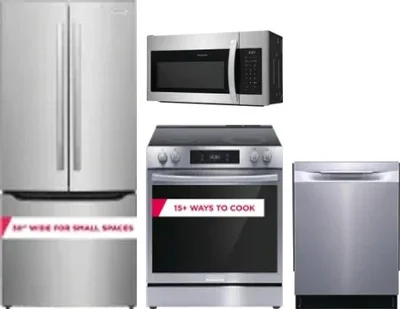 4 Piece Package Includes Refrigerator, Range, Microwave And Dishwasher
