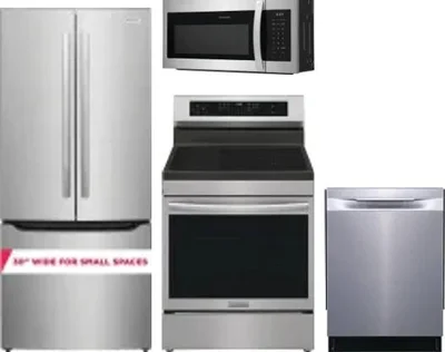 4 Piece Package Includes Refrigerator, Range, Microwave And Dishwasher