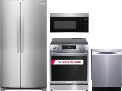 4 Piece Package Includes Refrigerator, Range, Microwave And Dishwasher