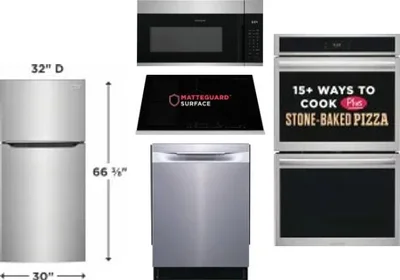 5 Piece Package Includes Refrigerator, Cooktop, Wall Oven, Microwave And Dishwasher