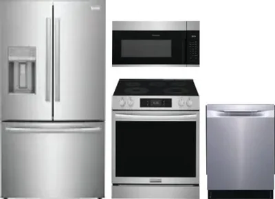 4 Piece Package Includes Refrigerator, Range, Microwave And Dishwasher