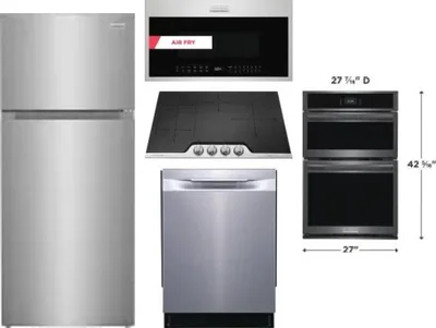 5 Piece Package Includes Refrigerator, Cooktop, Wall Oven, Microwave And Dishwasher