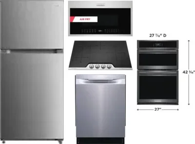 5 Piece Package Includes Refrigerator, Cooktop, Wall Oven, Microwave And Dishwasher