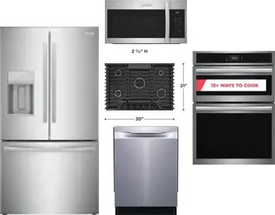 5 Piece Package Includes Refrigerator, Cooktop, Wall Oven, Microwave And Dishwasher