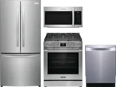 4 Piece Package Includes Refrigerator, Range, Microwave And Dishwasher