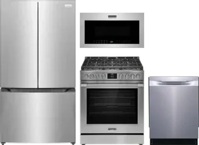 4 Piece Package Includes Refrigerator, Range, Microwave And Dishwasher