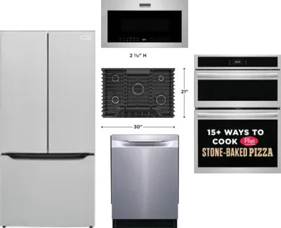 5 Piece Package Includes Refrigerator, Cooktop, Wall Oven, Microwave And Dishwasher