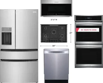 5 Piece Package Includes Refrigerator, Cooktop, Wall Oven, Microwave And Dishwasher