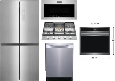 5 Piece Package Includes Refrigerator, Cooktop, Wall Oven, Microwave And Dishwasher