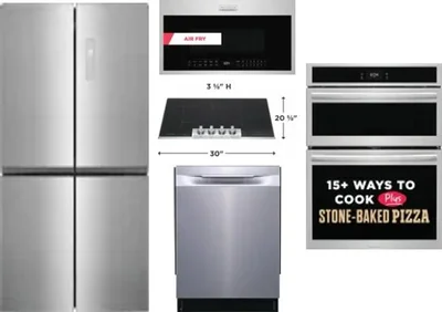 5 Piece Package Includes Refrigerator, Cooktop, Wall Oven, Microwave And Dishwasher