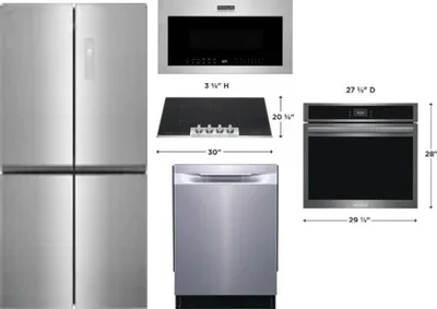 5 Piece Package Includes Refrigerator, Cooktop, Wall Oven, Microwave And Dishwasher