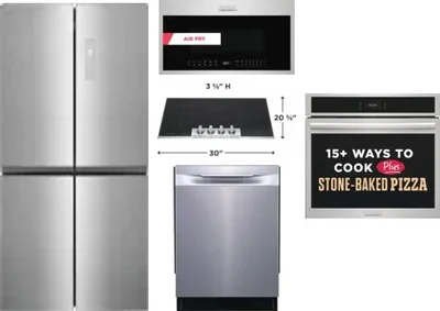 5 Piece Package Includes Refrigerator, Cooktop, Wall Oven, Microwave And Dishwasher