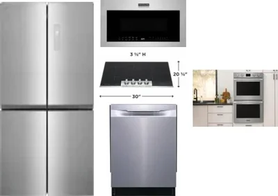 5 Piece Package Includes Refrigerator, Cooktop, Wall Oven, Microwave And Dishwasher