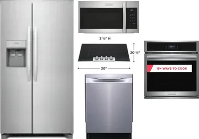 5 Piece Package Includes Refrigerator, Cooktop, Wall Oven, Microwave And Dishwasher