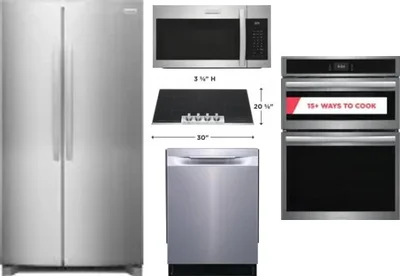 5 Piece Package Includes Refrigerator, Cooktop, Wall Oven, Microwave And Dishwasher