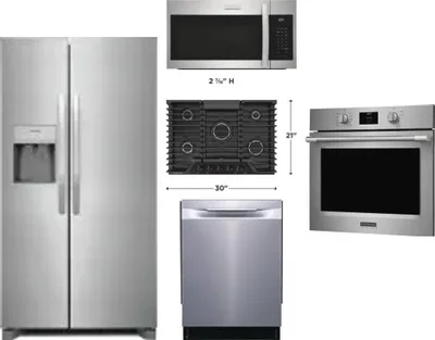 5 Piece Package Includes Refrigerator, Cooktop, Wall Oven, Microwave And Dishwasher