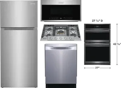 5 Piece Package Includes Refrigerator, Cooktop, Wall Oven, Microwave And Dishwasher